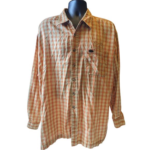 Vintage Phat Farm Shirt Mens XL Button Up Plaid Long Sleeve Checkered Streetwear - Picture 6 of 14